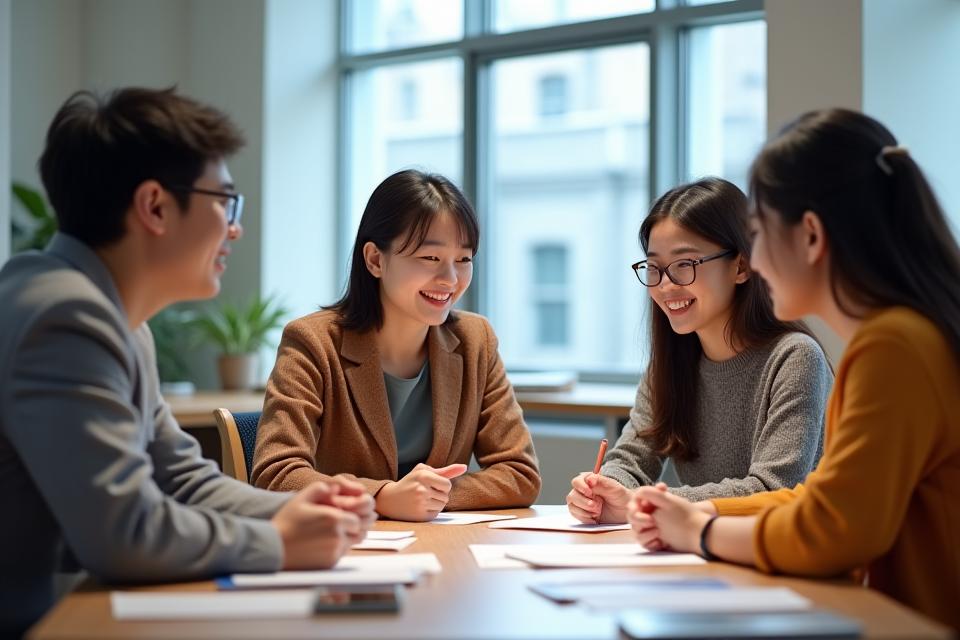 한국 교사들이 교육 기술 워크숍에 참여하여 서로 교류하는 모습
