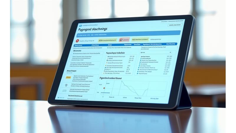Adaptive learning interface displaying a sample lesson plan for mathematics, integrated with interactive elements and performance analytics. The screen shows Korean text and graphs, set against a modern classroom background.