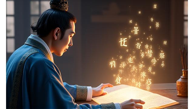 세종대왕이 한글을 창제하는 장면을 재현한 그림과 학생들이 VR로 이를 관찰하는 모습.